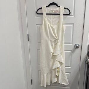 CINQ A SEPT 5a7 Angela Ruffle Dress Women Size 4 Scoop Neck‎ Sleeveless Ivory